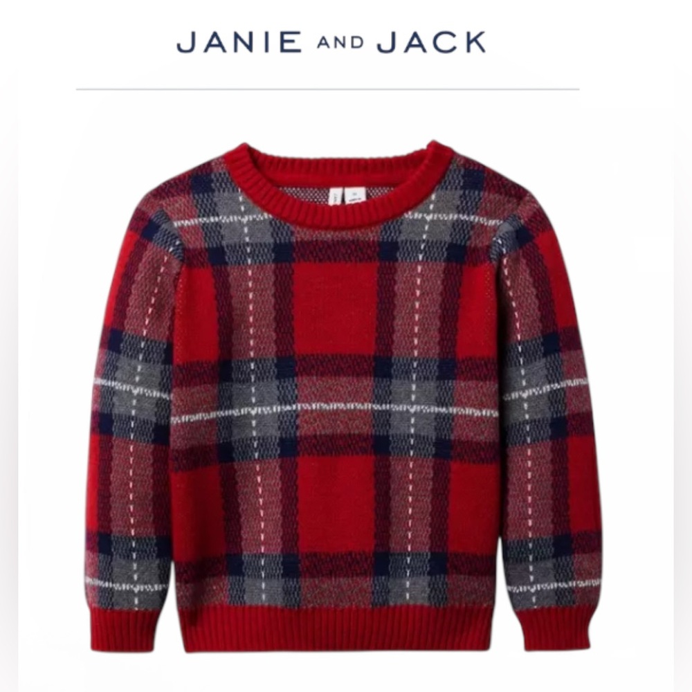 Janie and Jack Kids Red Plaid Tartan Sweater